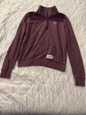 Victoria's Secret PINK Marled Maroon 1/4 Zip Pullover Sweatshirt Size Small but